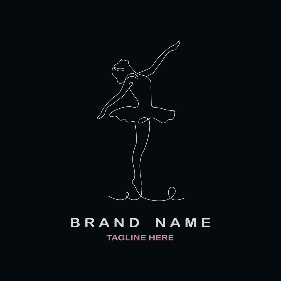 lijntekening ballerina in ballet beweging dans stijl logo sjabloon ontwerp vector voor merk of bedrijf en andere