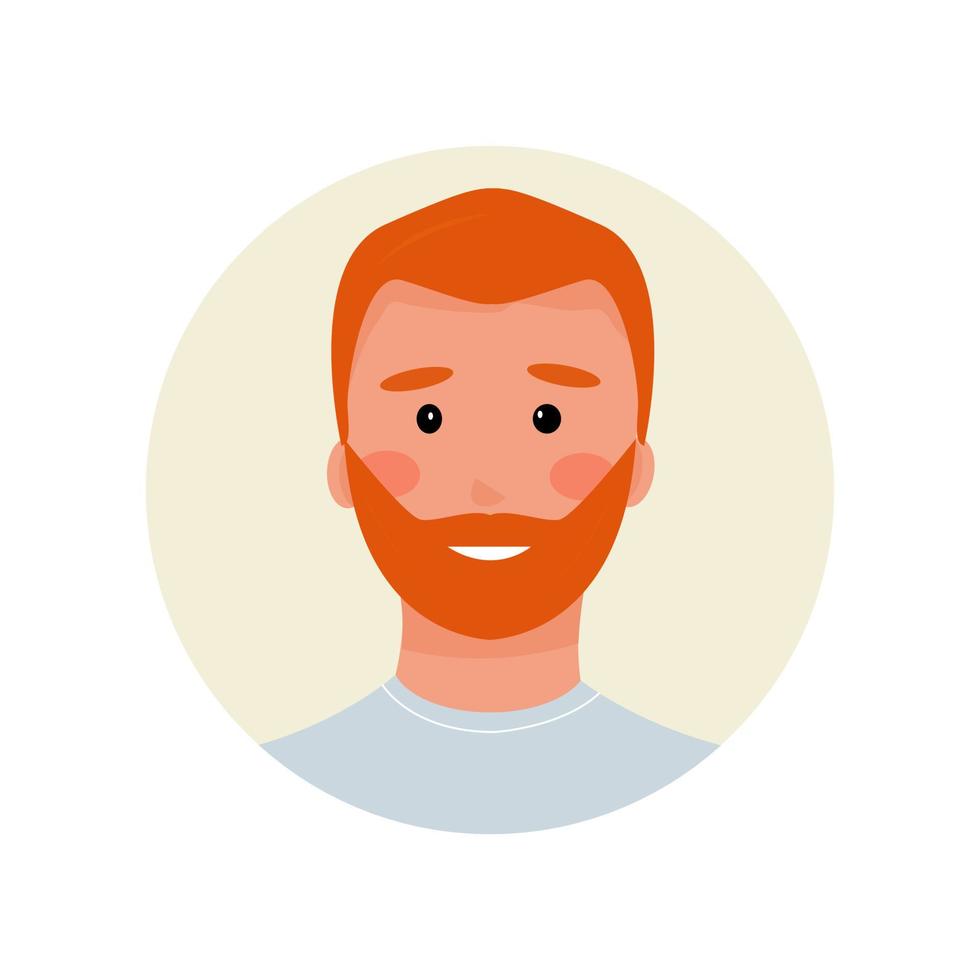 avatar roodharige man met baard glimlachen. ontwerpelement voor ondersteuning, forums, memo's, sites. vector illustratie