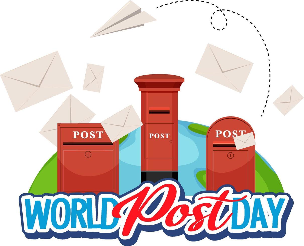 world post day banner met brievenbussen vector