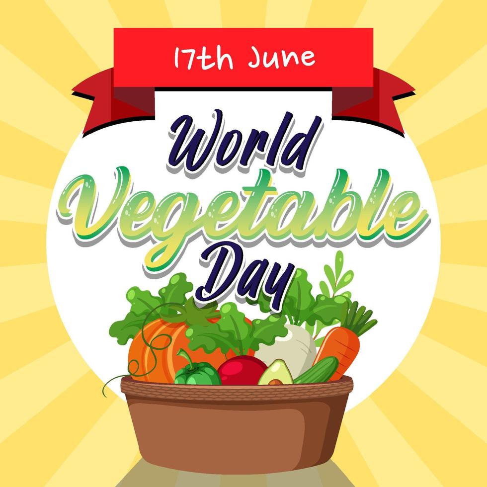 wereld groentedag poster met groenten en fruitmand vector