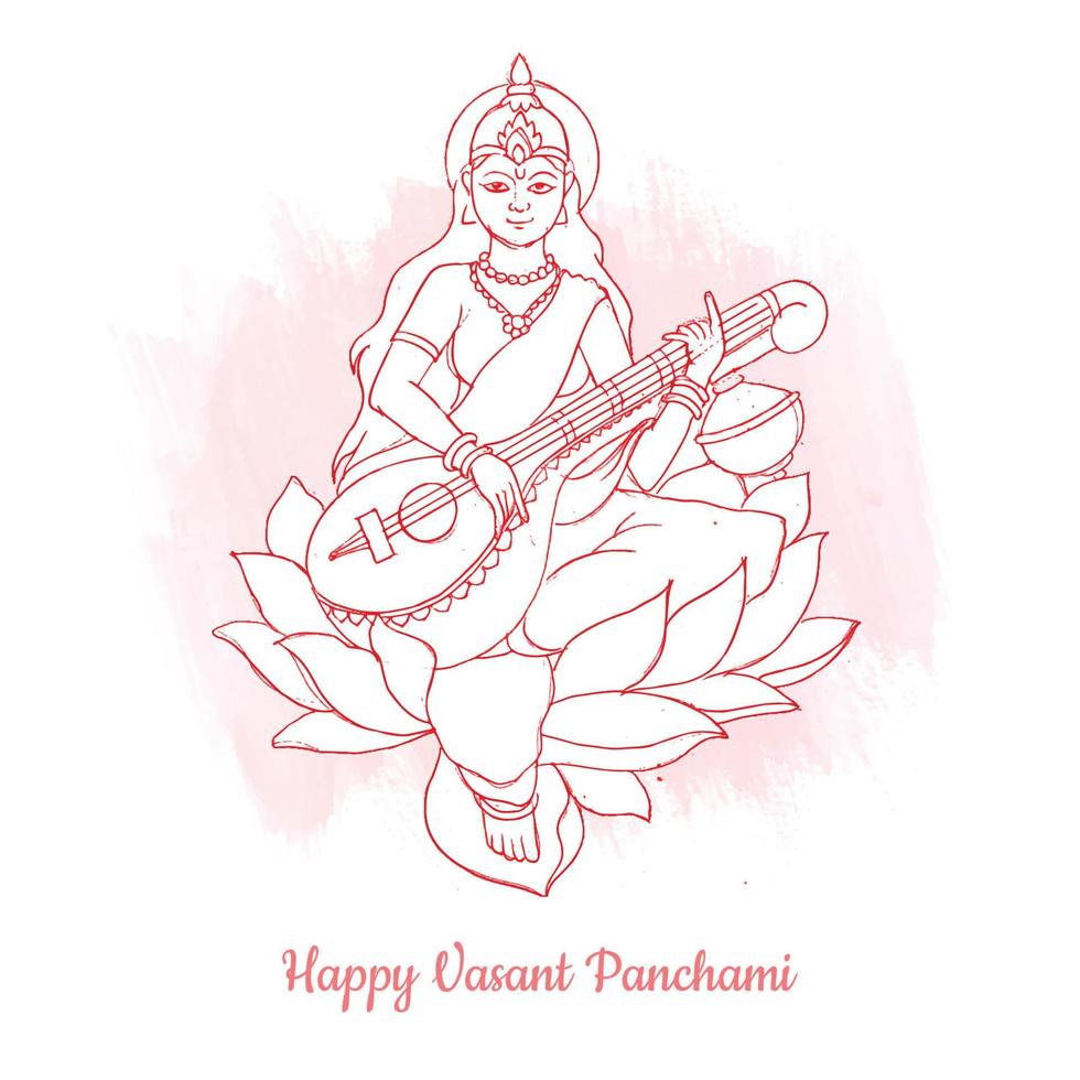 hand tekenen vasant panchami kaart achtergrond vector