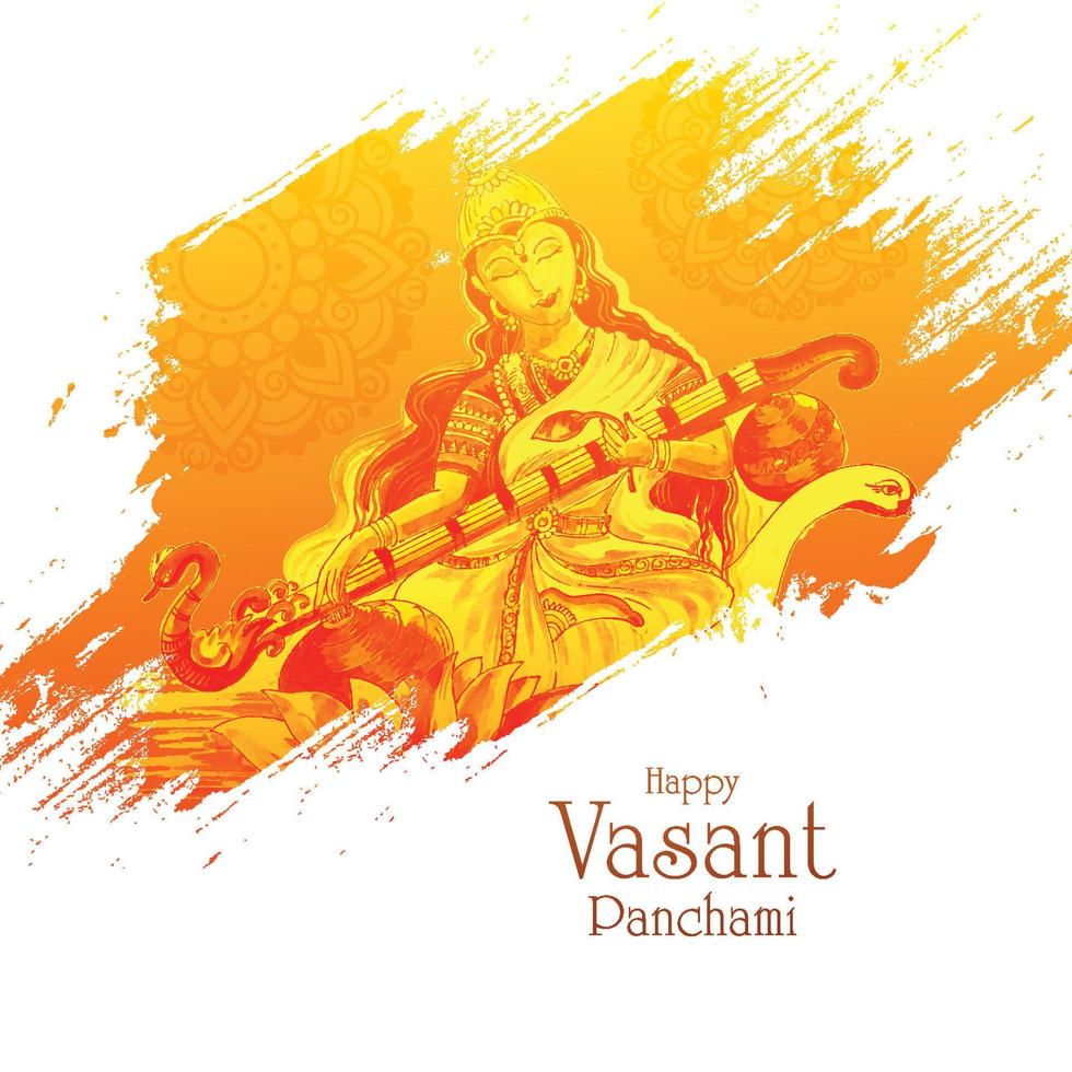 vasant panchami op Indiase god Saraswati maa viering kaart achtergrond vector