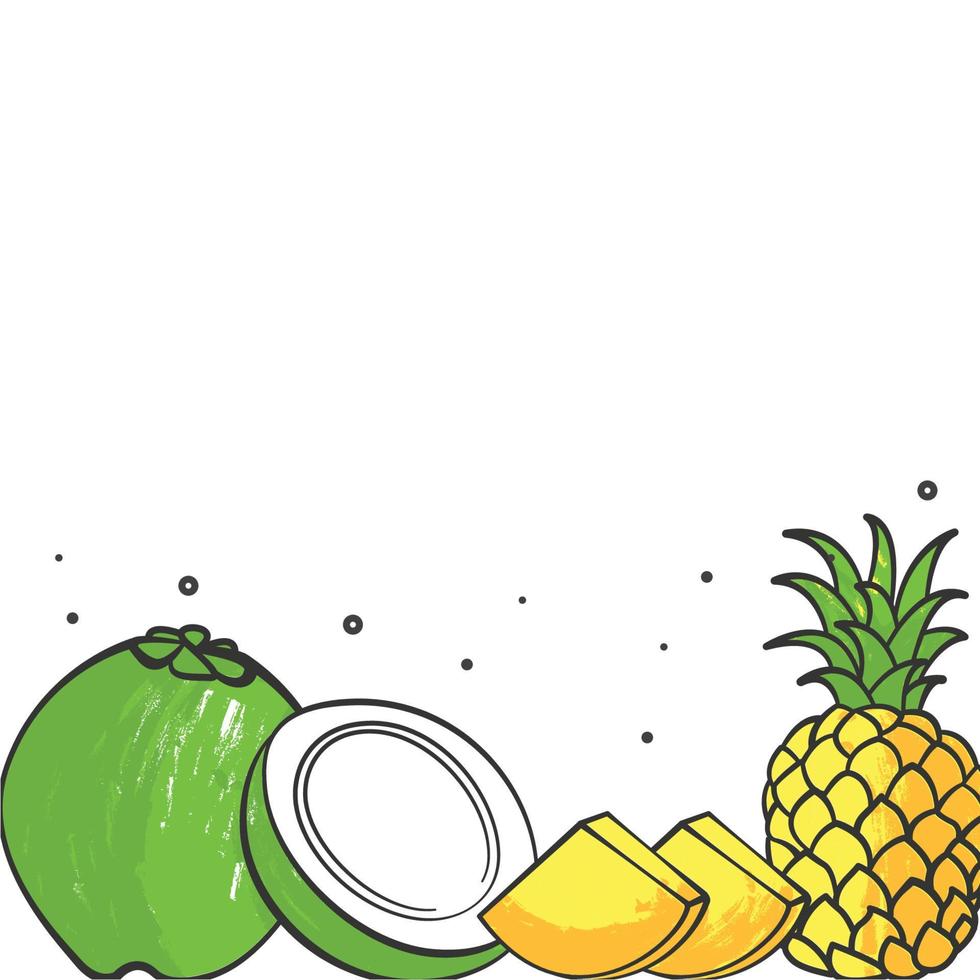 illustratie vectorafbeelding van ananas kokosnoot vector