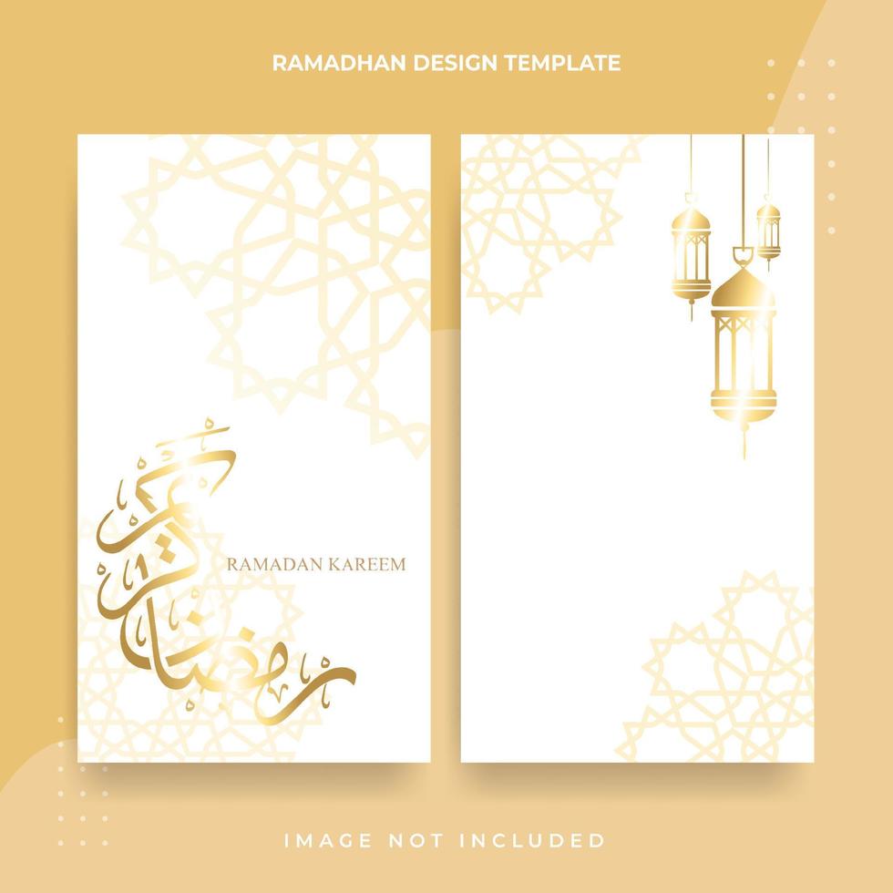 ramadhan kareem en ied al fitr elegant ontwerp in goud en witte kleur achtergrond, banner vector