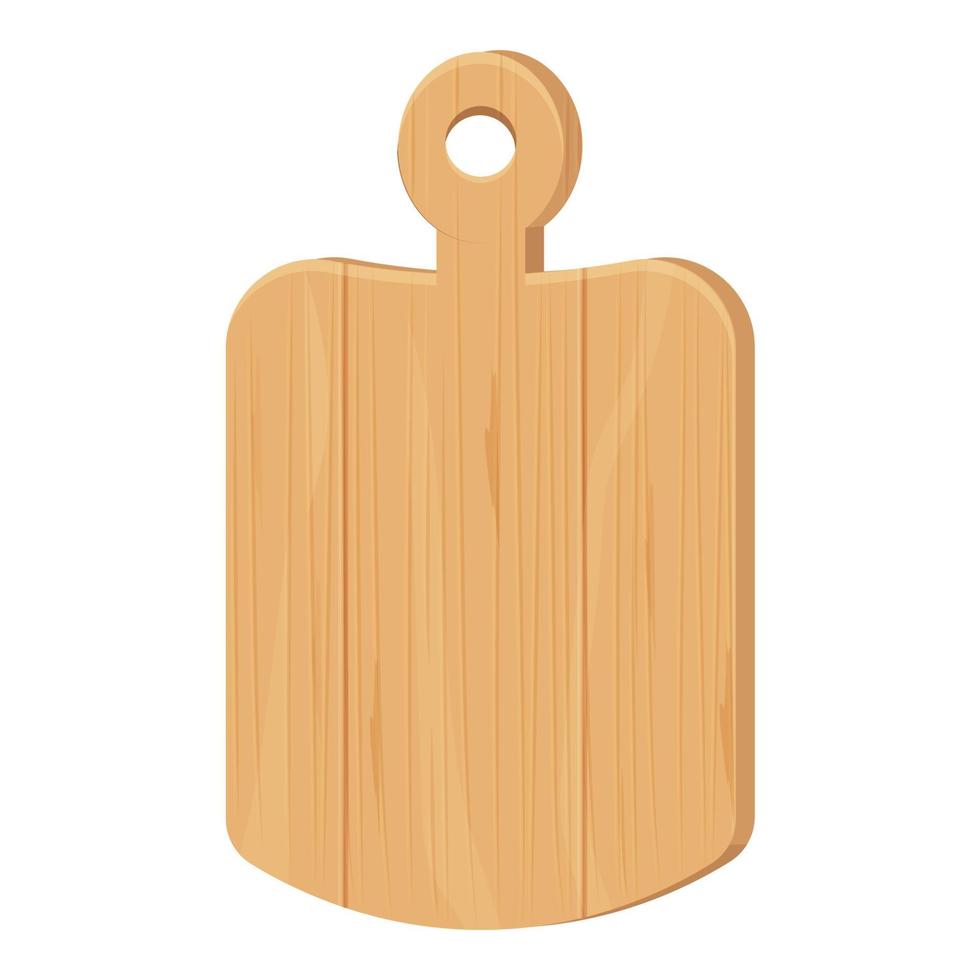 houten snijplank in cartoon vlakke stijl geïsoleerd op een witte achtergrond. getextureerd en gedetailleerd rustiek keukengereedschap, apparatuur. vector illustratie