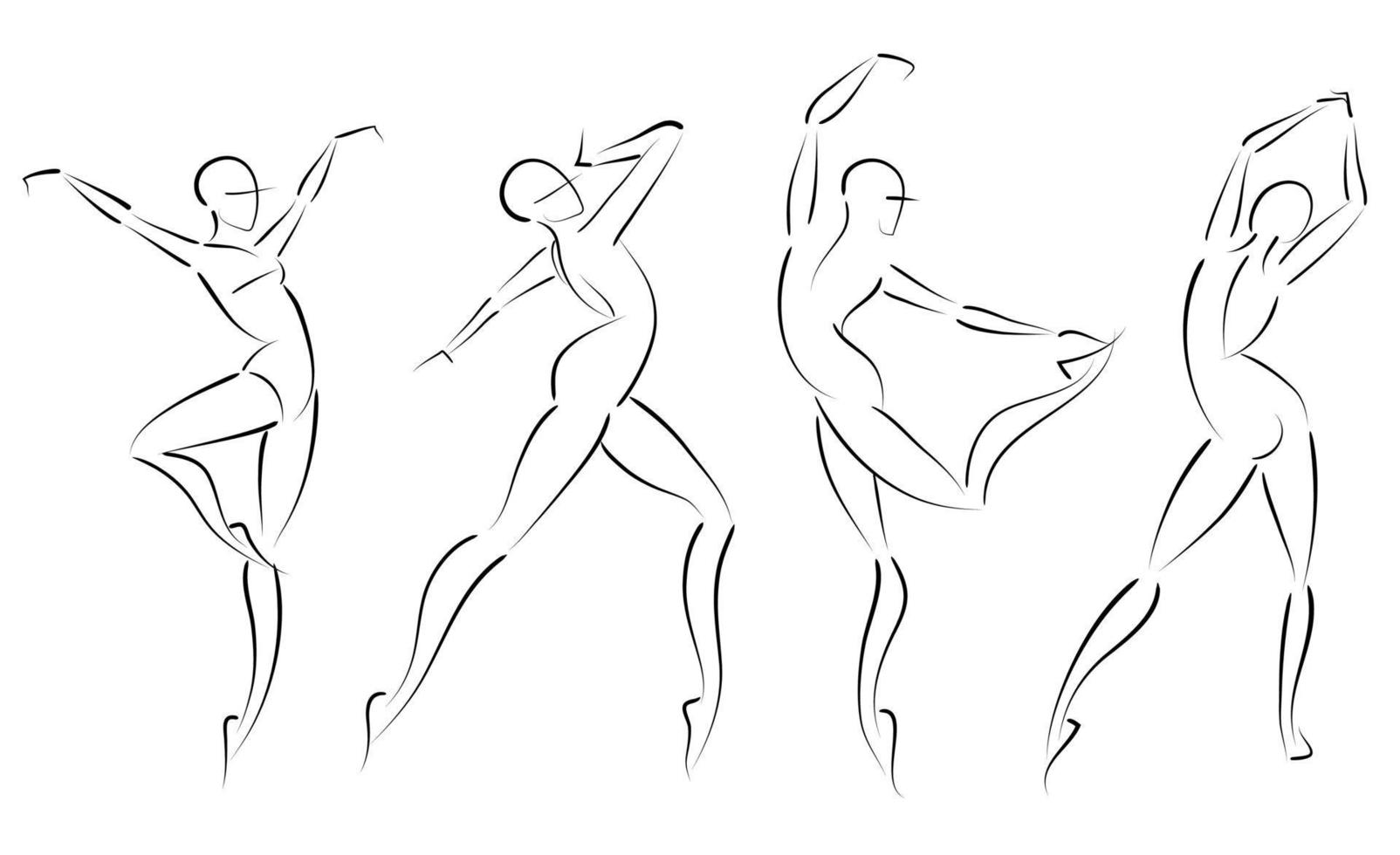 gebaar schets ballerina figuur in ballet dansen poses op witte achtergrond. logo voor theatervoorstellingen, danslessen, winkels voor balletuitrusting. vector illustratie