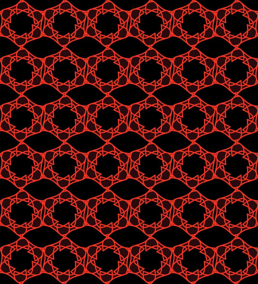 naadloos patroon met rode en zwarte ornamenten van cirkels en sterren vector