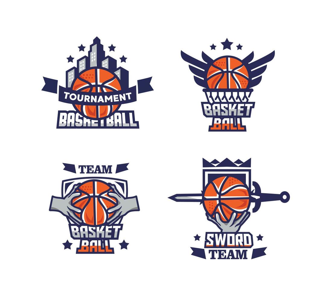 modern logo voor basketbal in bundel vector