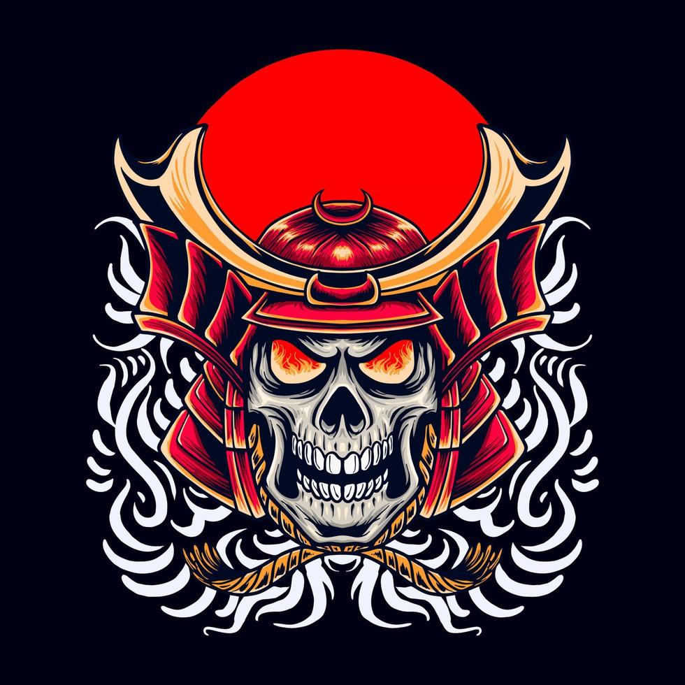schedel samurai vector illustratie tshirt ontwerp
