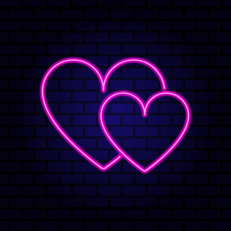 het hart van twee neonliefhebbers. vectorillustratie. vector