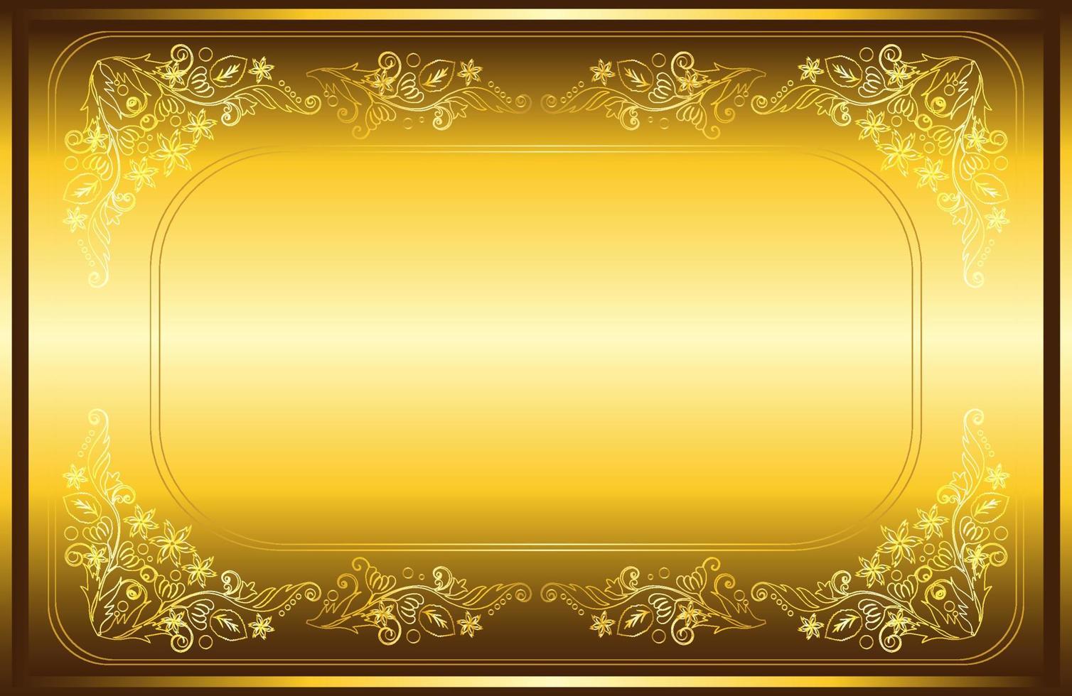 gouden bloemen grens frame kaart ontwerp vector