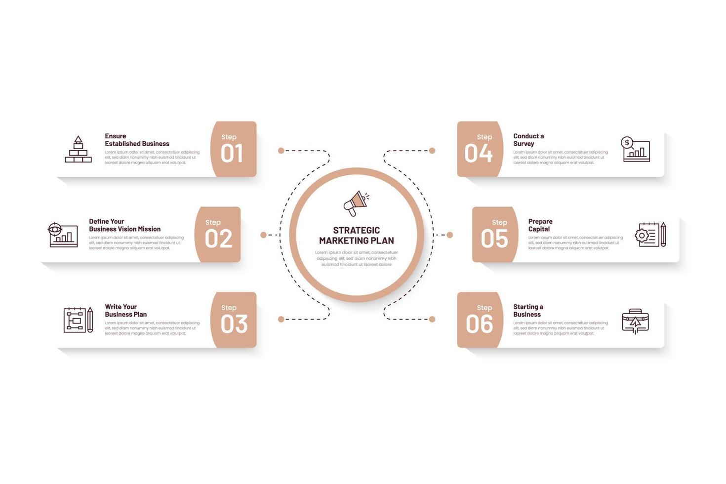 zakelijke infographic, tijdlijn, stappen, proces, vector zakelijke sjabloon voor presentaties, vectorillustratie, marketingstrategie