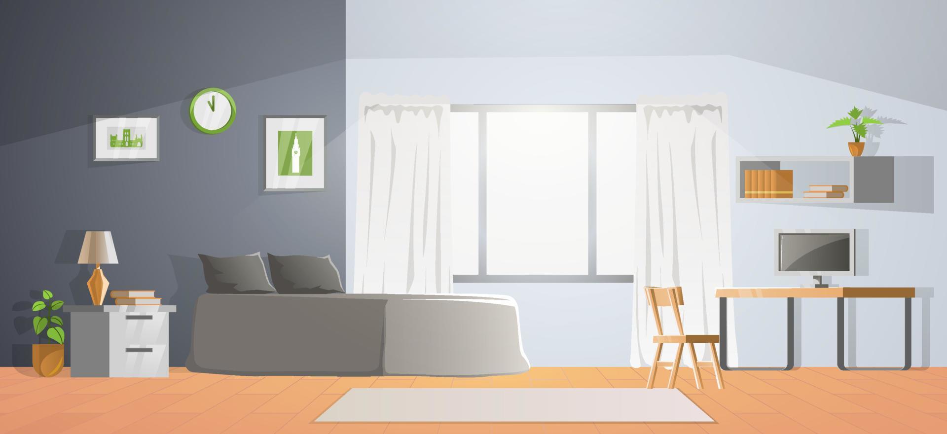 kamerdecoratie van slaapkamer met verloopontwerp vector