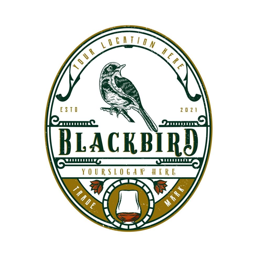 zoemende vogel vintage logo vector