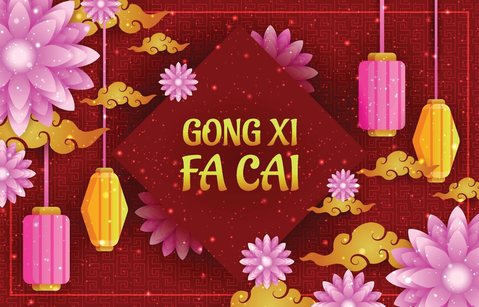 kleurrijke gong xi fa cai achtergrondsjabloon vector