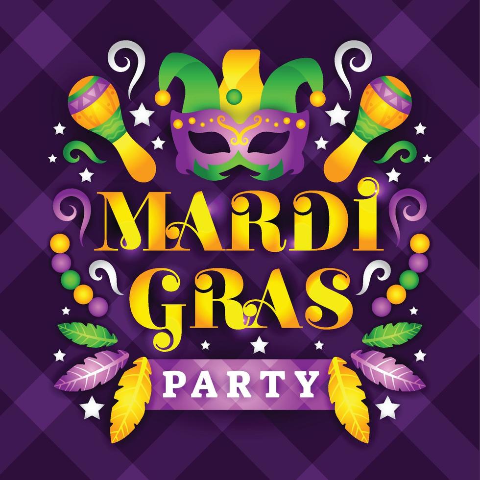 achtergrondsjabloon voor mardi gras-feest vector