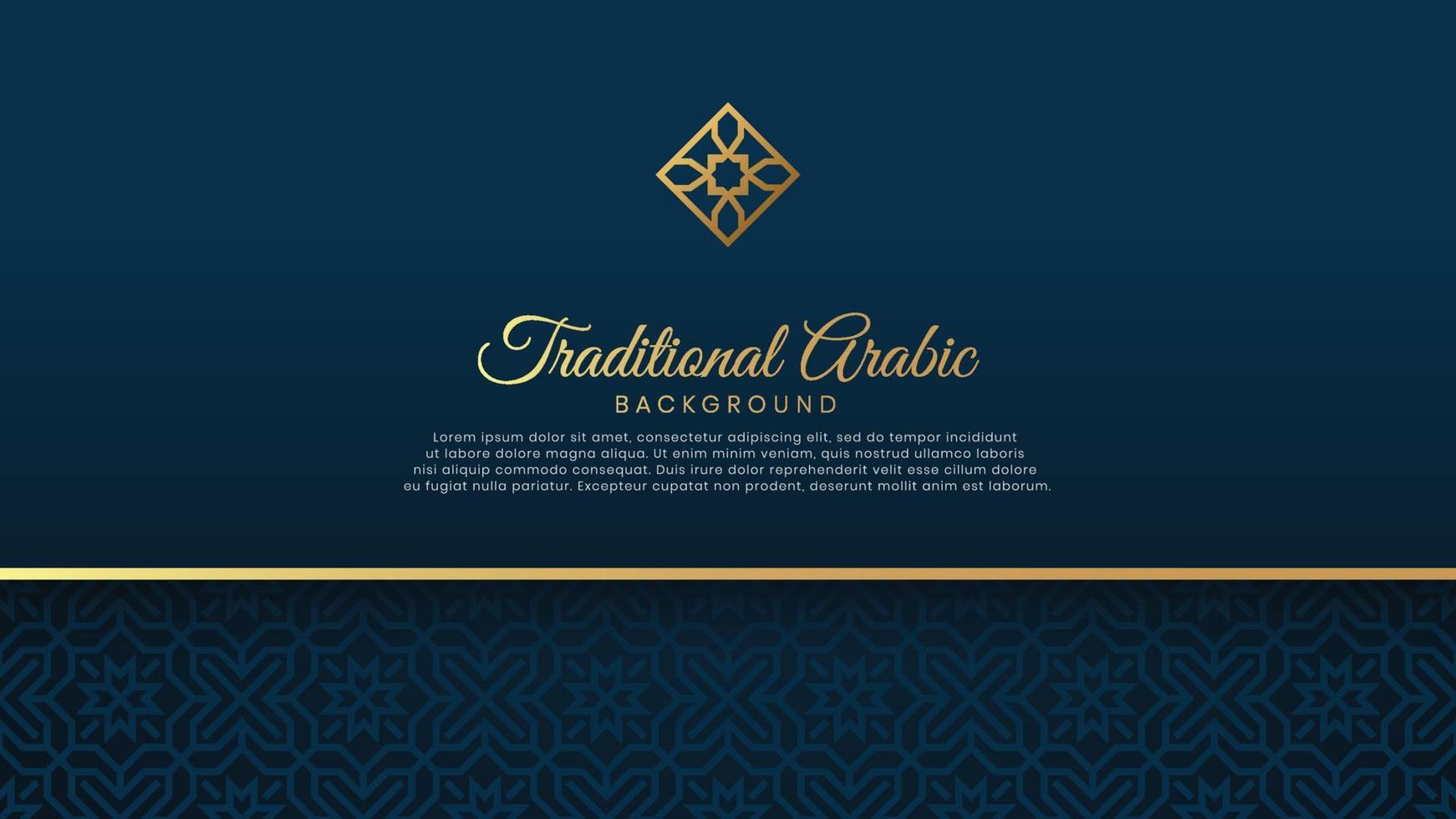 islamitische arabische luxe achtergrond wenskaartsjabloon met gouden patroon ornament grenskader vector