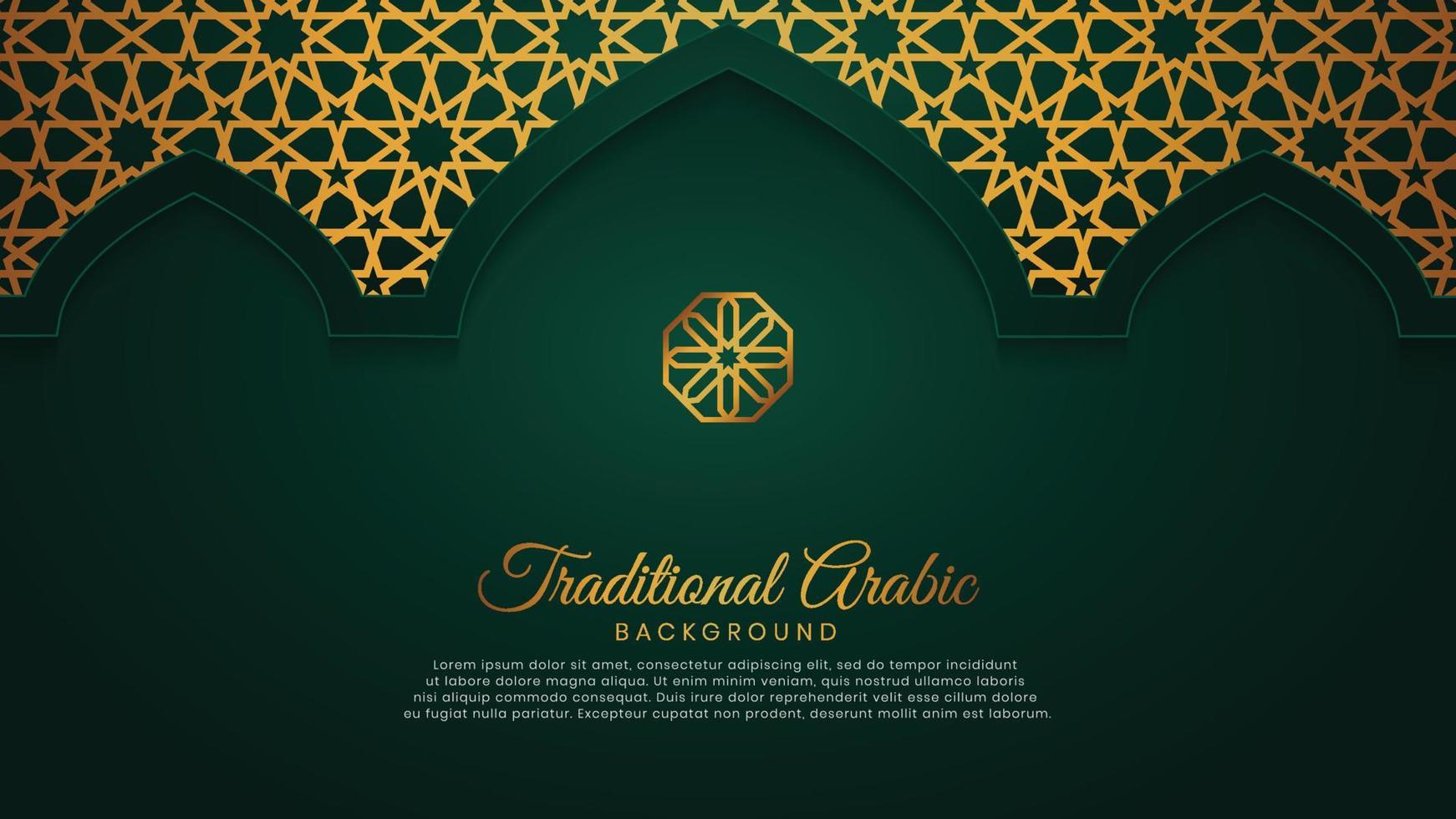 eid mubarak islamitische arabische groene boog patroon achtergrond met prachtige ornament vector