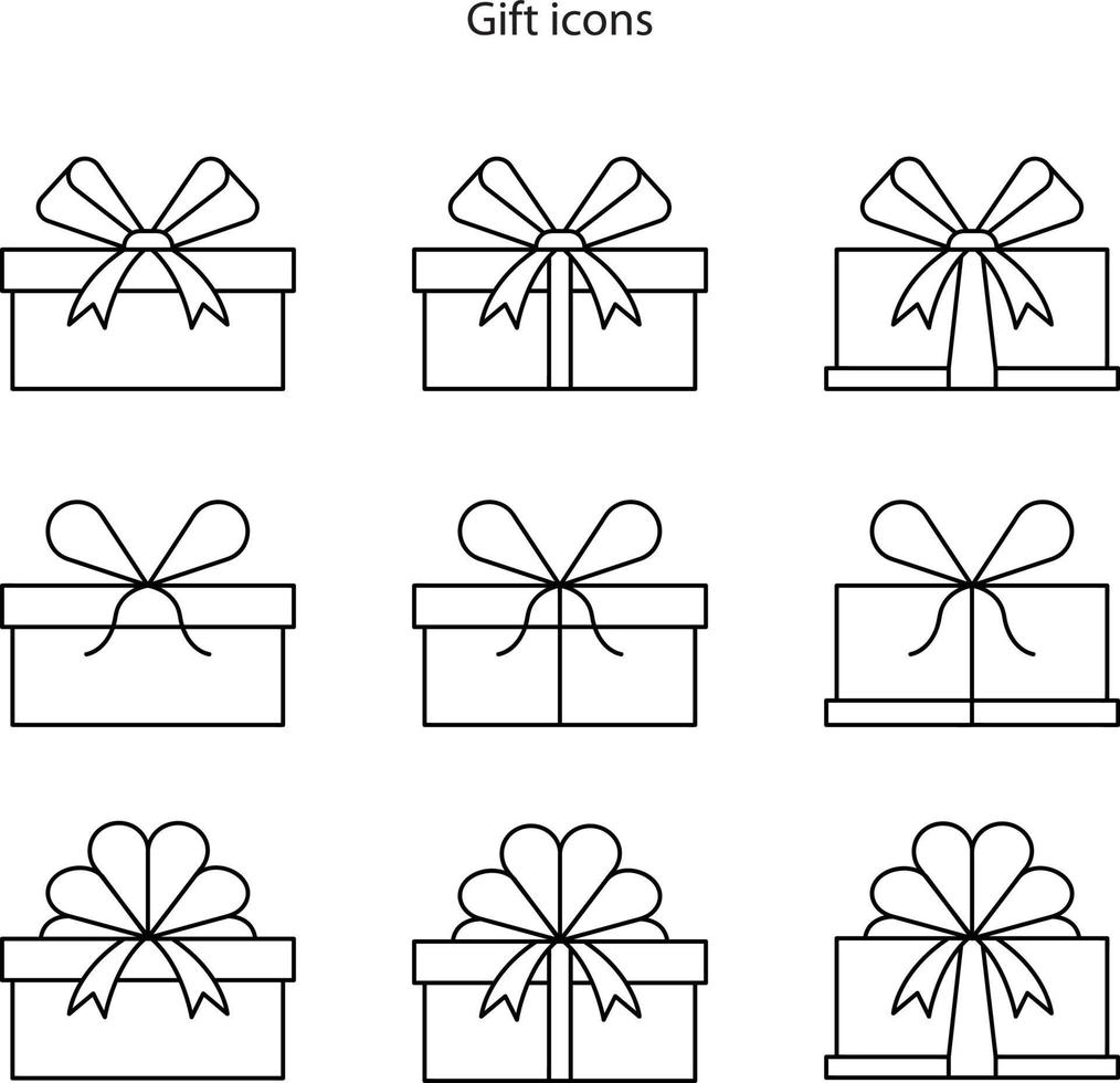 cadeau pictogrammenset geïsoleerd op een witte achtergrond. cadeau icon set trendy en modern cadeau symbool voor logo, web, app, ui. cadeau pictogrammenset eenvoudig teken. vector