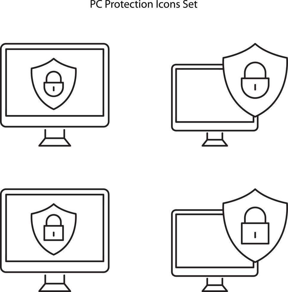 privacybeleid, veiligheidsslot en gegevensbeschermingsmetafoor. schild met hangslot op het computerscherm met persoonlijke gegevens beveiliging bescherming symbool vlakke stijl ontwerp vectorillustratie. vector