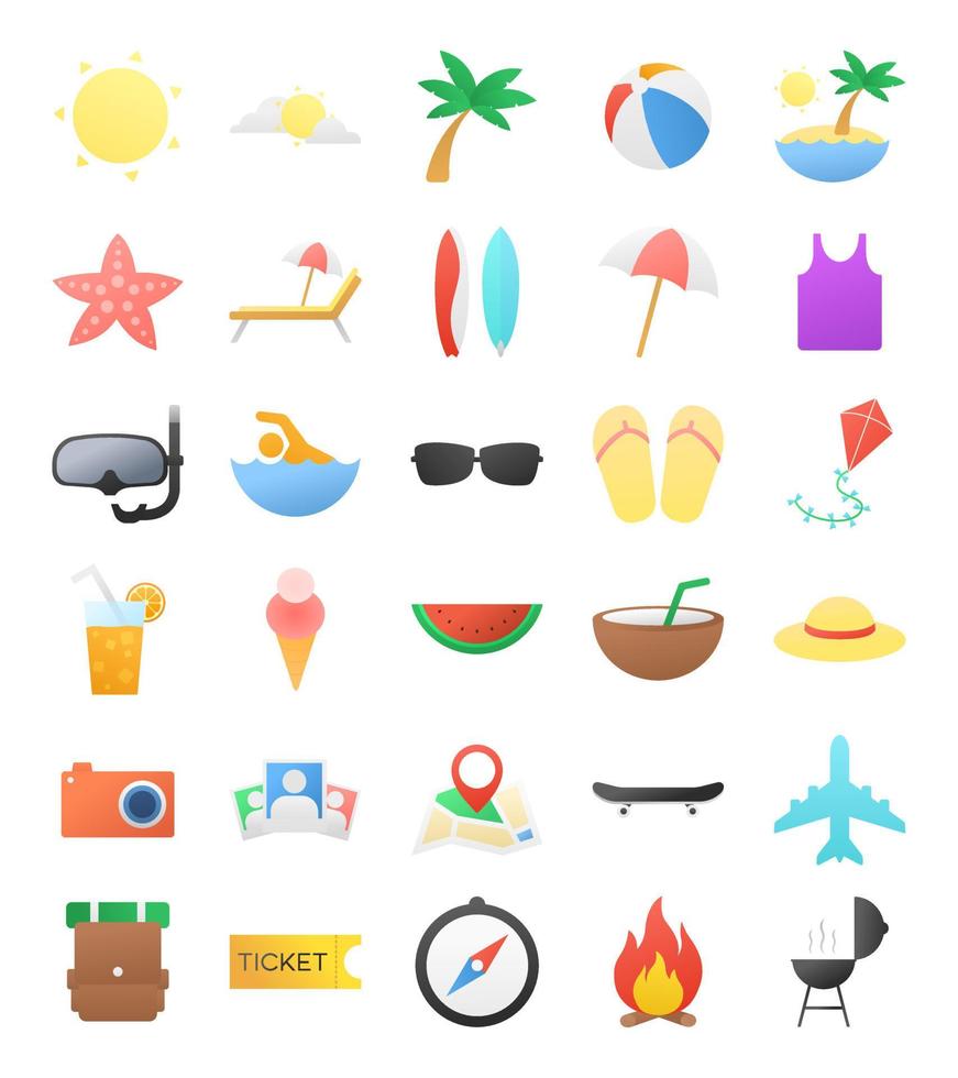 set zomervakantie iconen vector