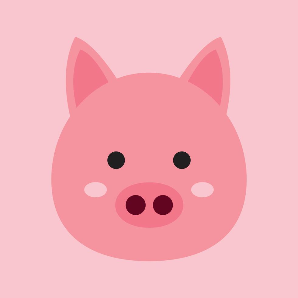 een schattige dierenkopillustratie in een plat ontwerp. een varkenskop. vector