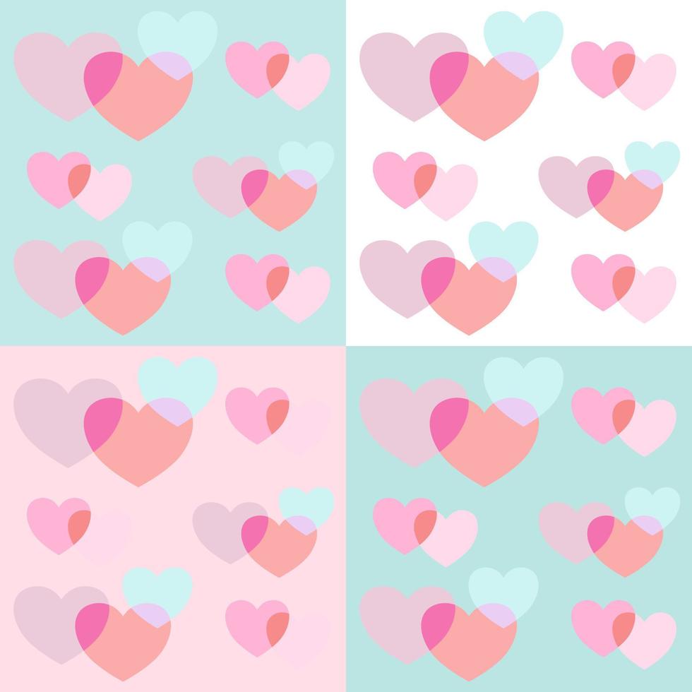 valentijn harten patroon in pastel kleuren achtergrond vector kaart
