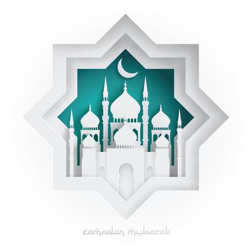 Papierafbeelding van islamitische moskee vector