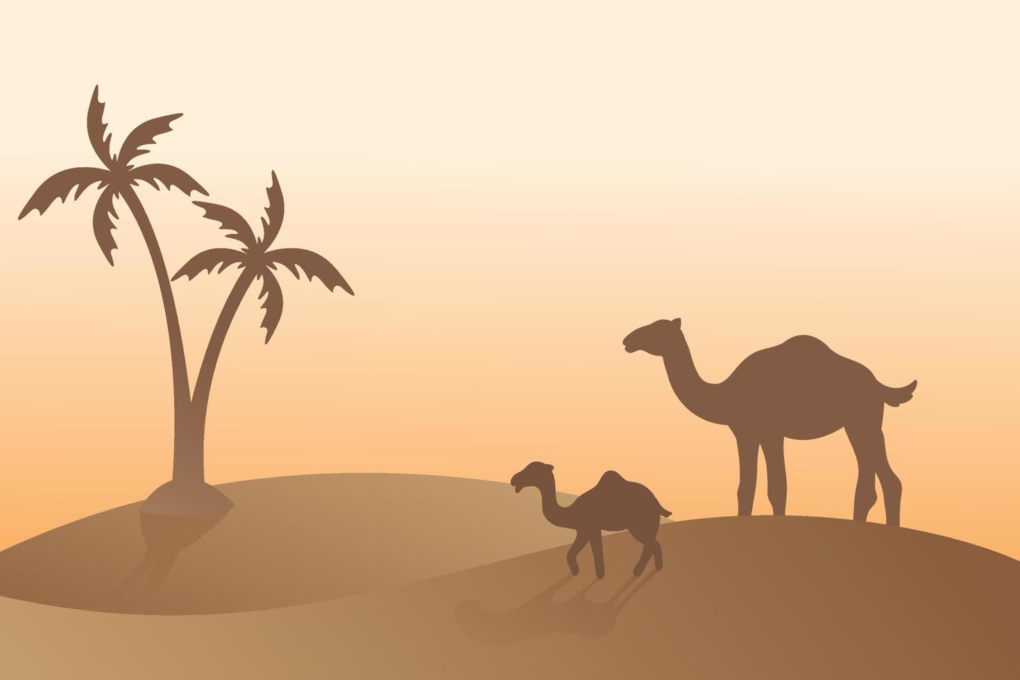 arabesque kameel silhouet achtergrond vector, zonlicht, woestijnzand, islamitische religie vakantie vector