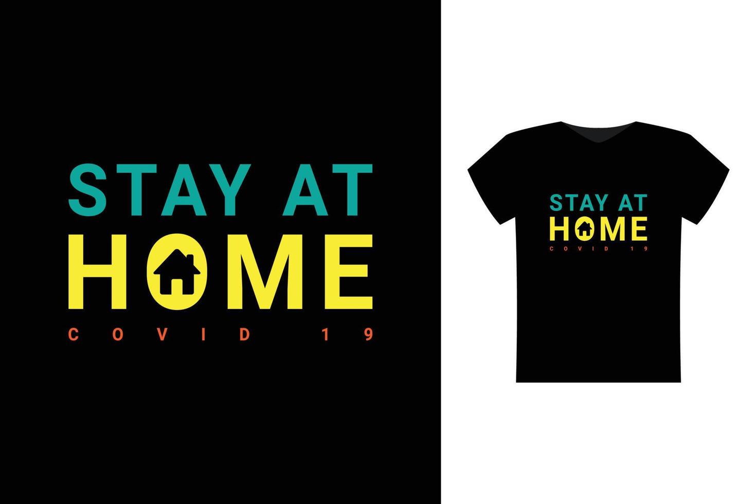 blijf thuis typografie met voor quarantaine campagne preventie pandemie, print op t-shirt en merchandise vector