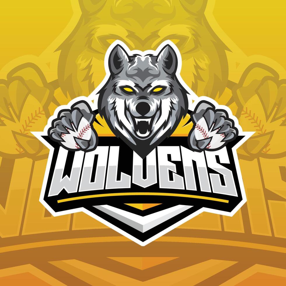 wolf e-sport logo gaming vector