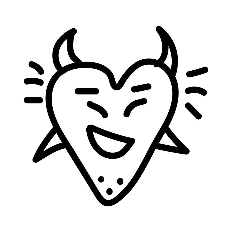 Valentijnsdag doodle pictogram vliegende demon lachende Valentijn in vorm gradiënt hart. liefdesbericht. handgetekende illustratie voor web, banner, kaart, print, flyer, poster, vakantie, sticker vector