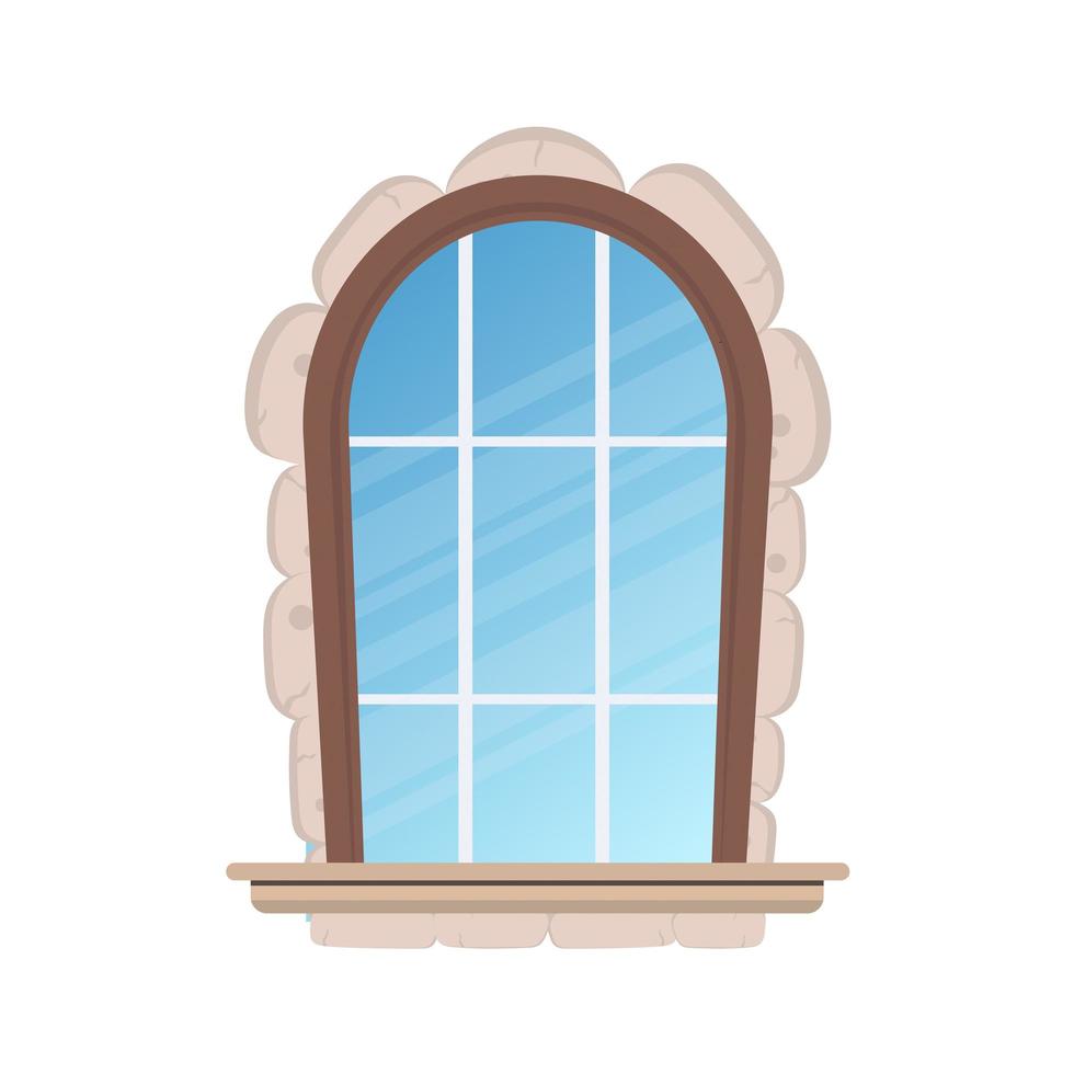 venster met steenfineer geïsoleerd op een witte achtergrond. elementen voor het ontwerp van games of huizen. vector. vector