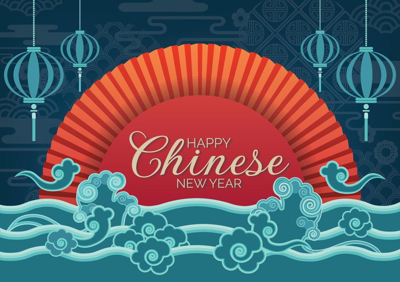 oosterse achtergrondvector voor het ontwerp van de bannerkunst van het chinees nieuwjaar vector