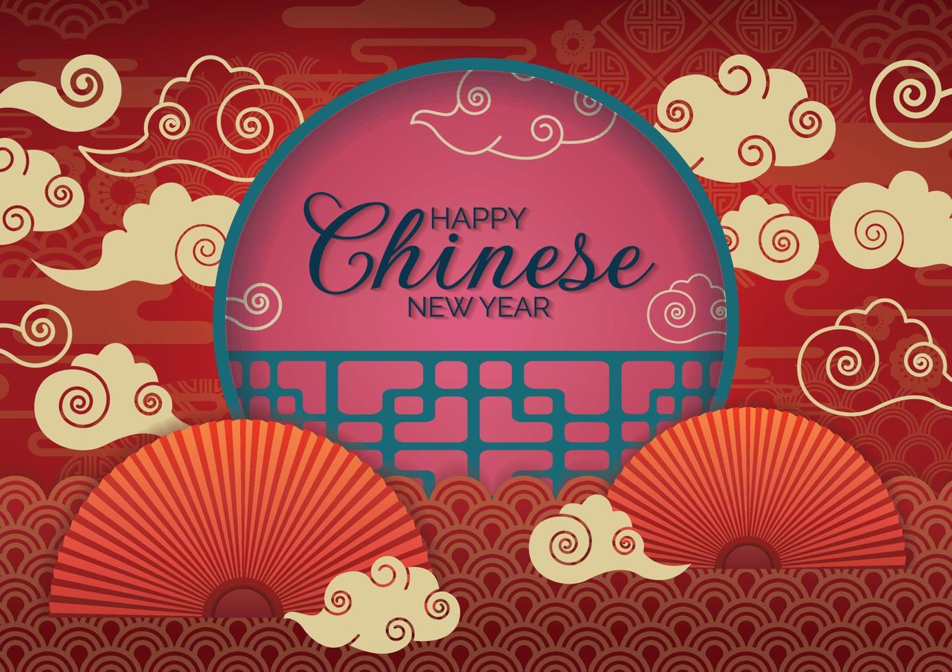 oosterse achtergrondvector voor het ontwerp van de chinees nieuwjaarbanner vector