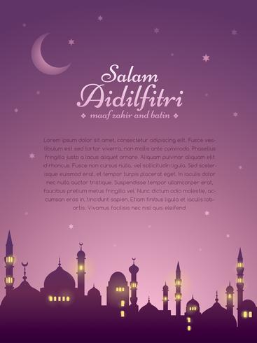 Ramadan achtergrond met silhouet moskee vector