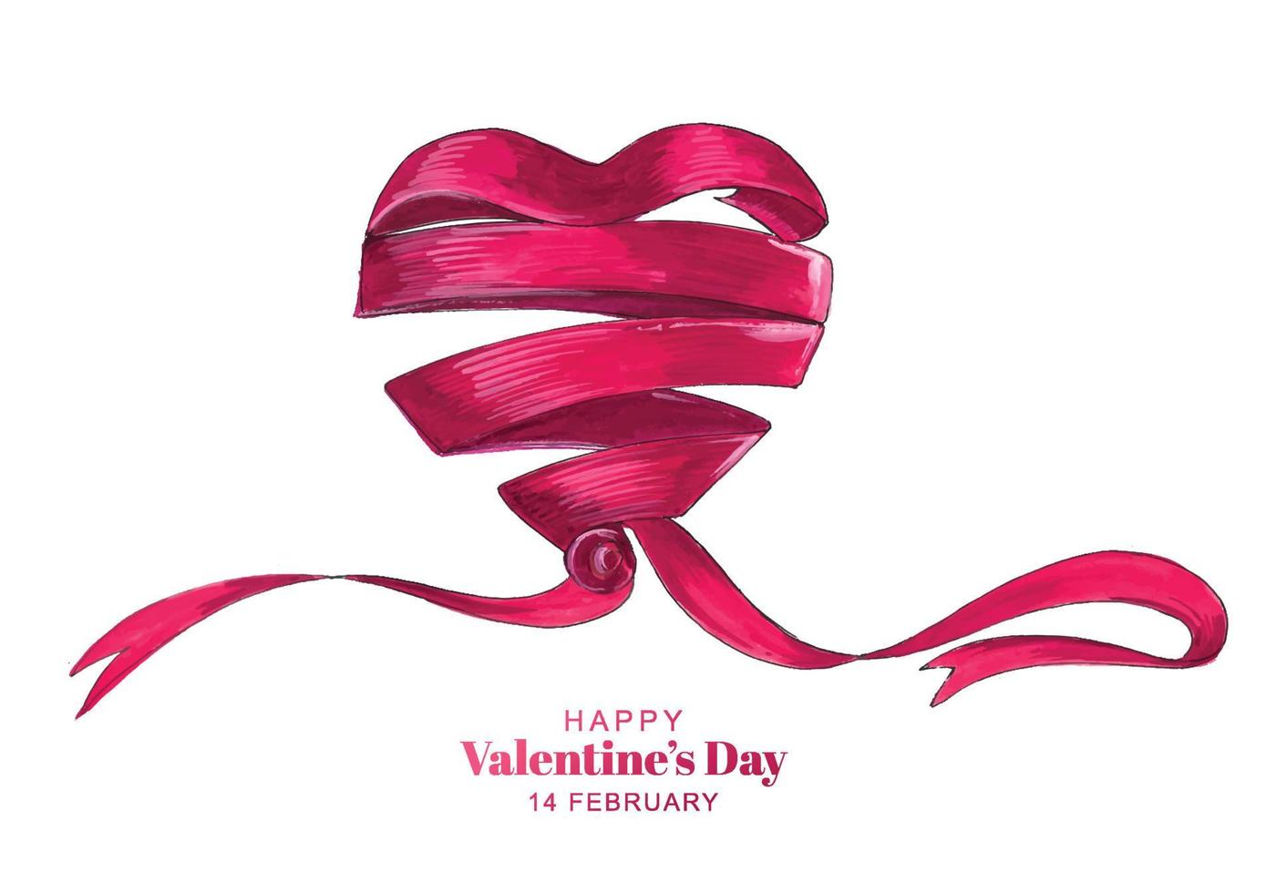 mooie gekrulde hartvorm lint Valentijnsdag kaart achtergrond vector