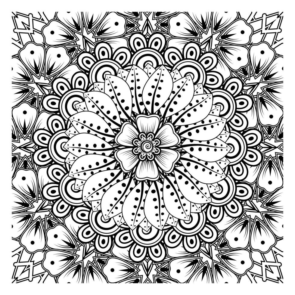 cirkelvormig patroon in de vorm van mandala voor henna, mehndi, tatoeage, decoratie. decoratief ornament in etnische oosterse stijl. kleurboek pagina. vector