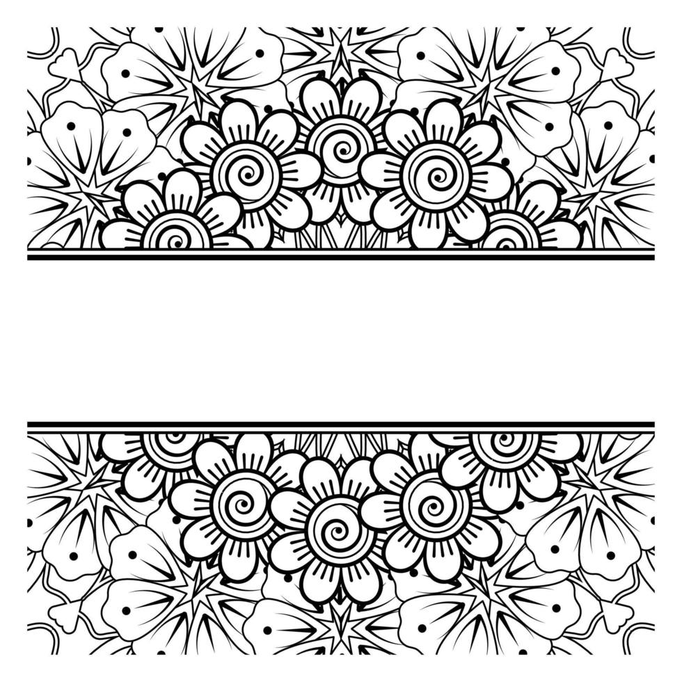 frame in oosterse traditie. gestileerd met henna-tatoeages decoratief patroon voor het decoreren van omslagen voor boek, notebook, kist, tijdschrift, ansichtkaart en map. vector