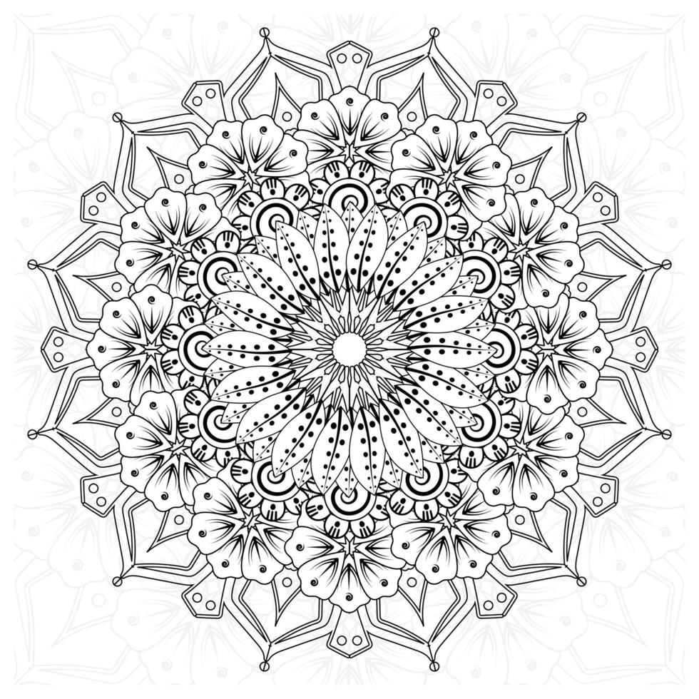 cirkelvormig patroon in de vorm van mandala voor henna, mehndi, tatoeage, decoratie. decoratief ornament in etnische oosterse stijl. kleurboek pagina. vector