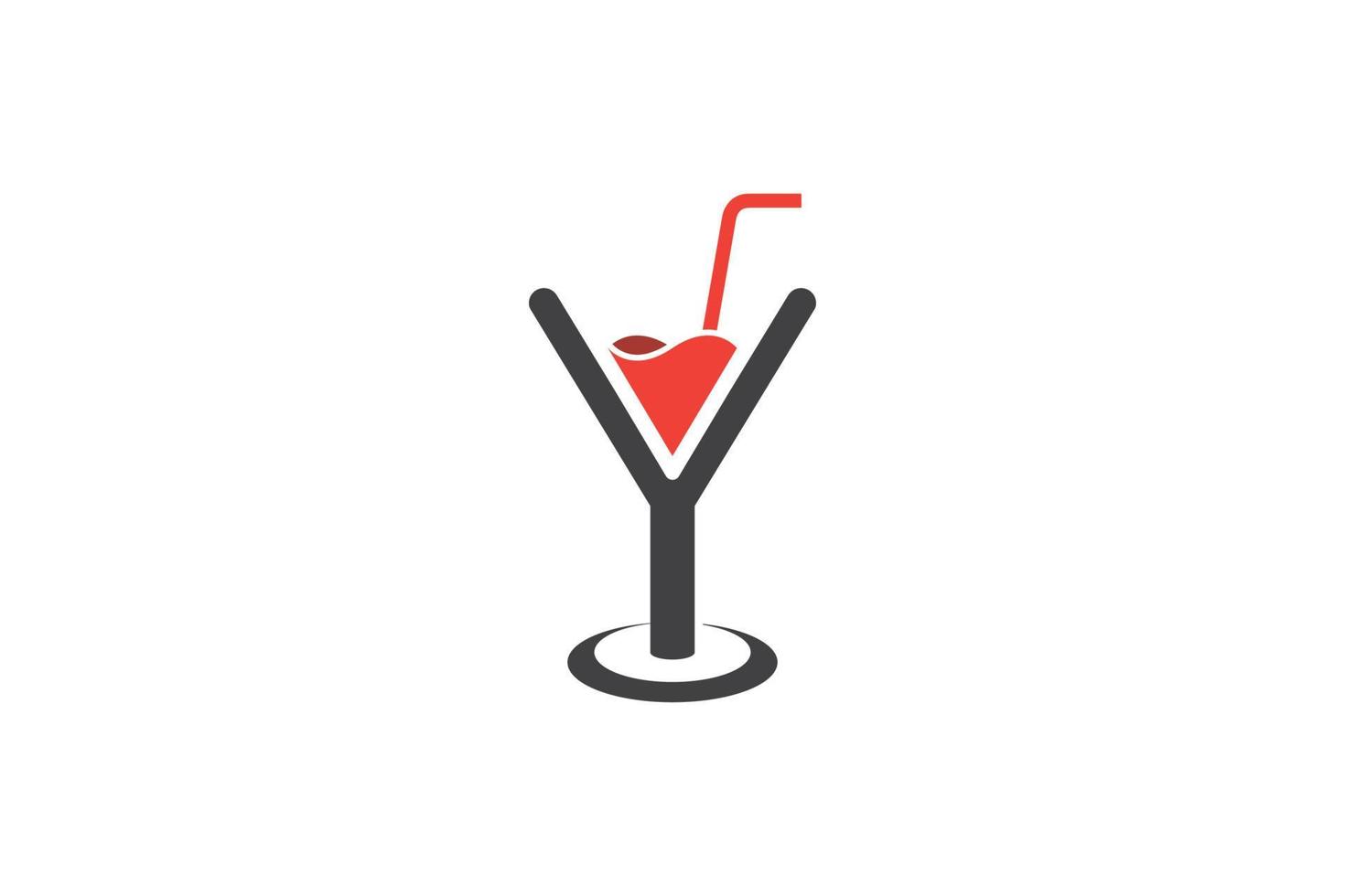eenvoudige elegante letter y drankje in glas logo concept, platte ontwerpstijl vector