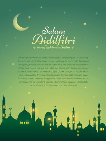 Ramadan achtergrond met silhouet moskee vector
