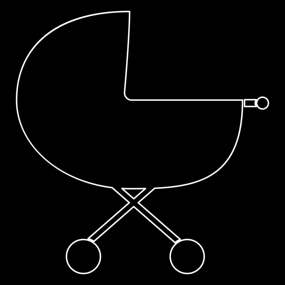 kinderwagen witte omtrek pictogram vector