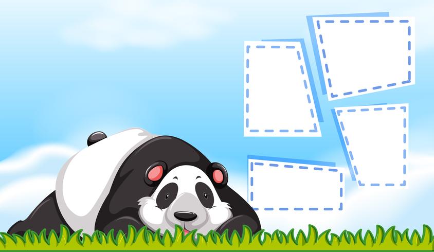 Panda op notitie sjabloon vector