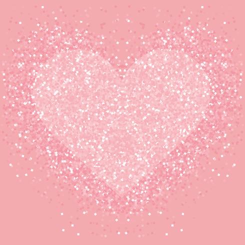 Pastelroze glitter hart. Shimmer liefde achtergrond. vector