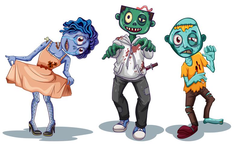 Set van zombie karakter vector