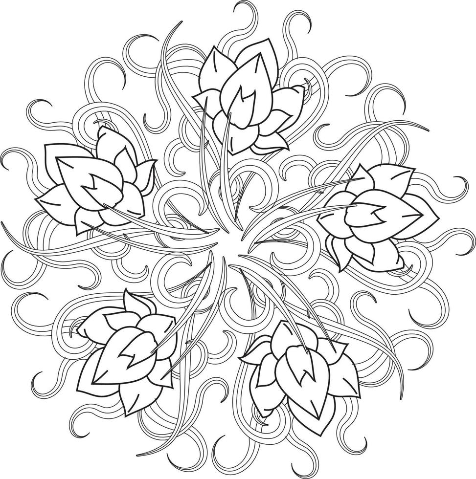 sier lotus.vector, abstract, oosterse stijl, bloem, lotus, yoga, medaillon, hand-tekening. voor textieldruk, logo, behang vector