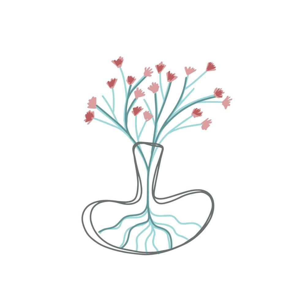 een vaas met bloemen in de scandinavische stijl. eenvoudig delicaat ontwerp. knuffelig vector