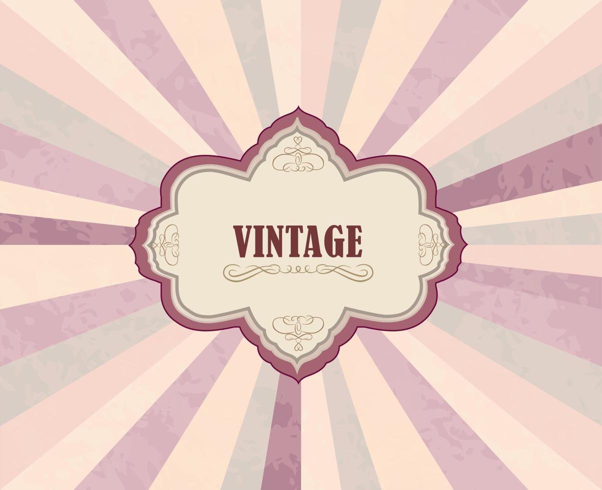 vintage teken in mooi frame over retro achtergrond met ray balken. vintage doodle achtergrond voor winkel, café, restaurant, winkel vector