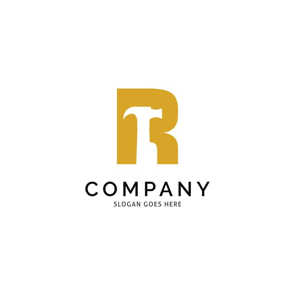 eerste letter r en moersleutel pictogram vector logo sjabloon illustratie ontwerp, reparatie bedrijf en bouw logo ontwerpconcept